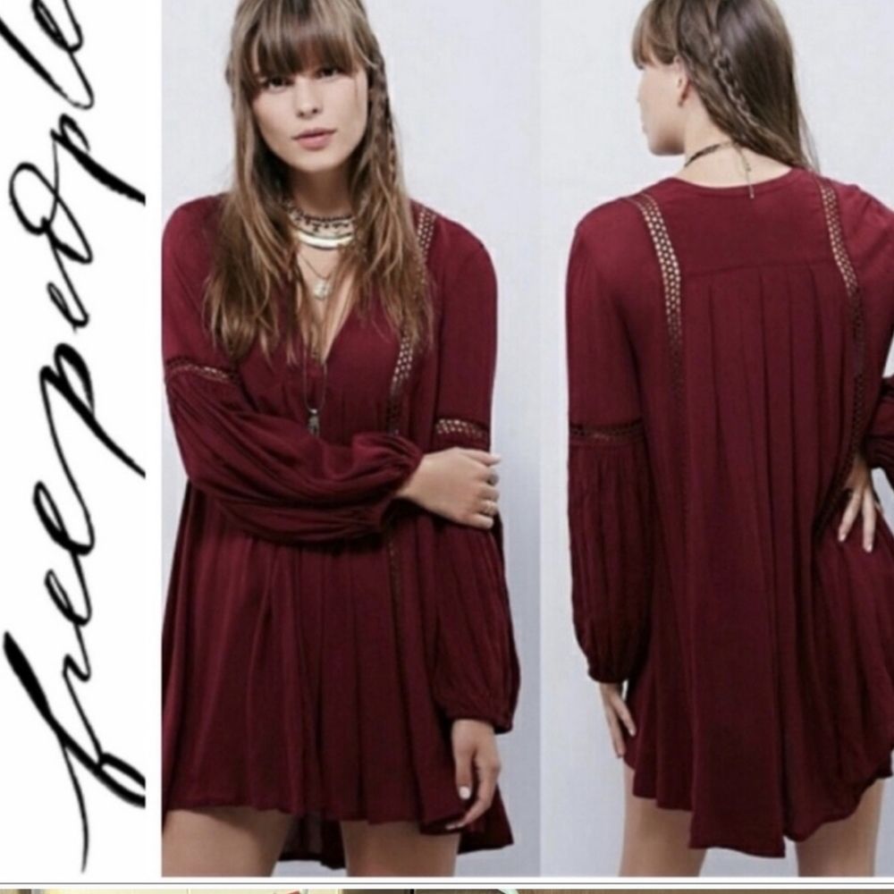 Free People Just the Two of Us Size XS Women's Eyelet Balloon Sleeve Tunic Dress